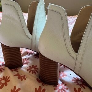 White leather heels